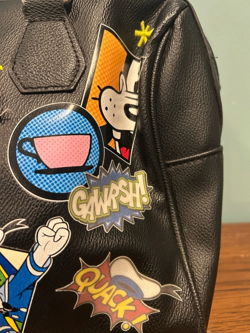 Disney Parks Mickey & Friends Comic Patch Satchel Bag - Black - Picture 2 of 14